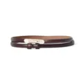 Women thin leather belt burgundy dress waist belt with gold metal buckle elegant accessory - Coffee / 60-80cm