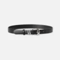 Black leather belt for women with silver metal buckle, casual fashion accessory for jeans. - 105cm / Black