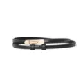 Black thin leather belt for women, elegant gold metal buckle, stylish dress accessory. - Black / 60-80cm