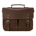 Vintage leather briefcase for men, stylish brown messenger bag and business computer bag. - Brown