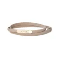 Elegant thin leather belt for women, featuring a chic metal lock clasp design for dresses. - Light Khaki / 60-80cm
