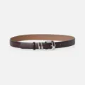 Brown leather belt for women with silver metal buckle, stylish casual waist accessory. - 105cm / Coffee