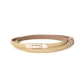 Women's slim leather belt in khaki with metal clasp, versatile accessory for dresses and suits. - Apricot / 60-80cm