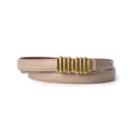 Stylish women genuine leather belt with chic gold metal bar decor versatile jeans accessory - 105cm / Light Khaki