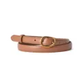 Women slim brown leather belt with vintage golden oval buckle for casual jeans and dresses. - 105cm / Earthy Yellow