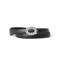 Women Black Leather Belt Rhinestone Oval Buckle Casual Jeans Dress Belt Accessories - 105cm / Black