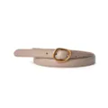 Women thin leather belt retro casual dress jeans buckle elegant minimalist chic style accessorize - 105cm / Light Khaki