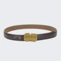 Women genuine leather belt with stylish gold metal bar buckle chic jeans waist belt daily wear - 105cm / Coffee