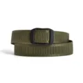 Tactical nylon belt for men, durable outdoor training strap with smooth black buckle. - Dark Green (Horizontal Grain) / 120cm