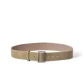 Women khaki suede wide belt with silver square buckle, elegant waist accessory for coats. - Matcha Green