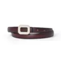 Women's brown leather belt featuring an elegant rectangular rhinestone crystal buckle main view. - 105cm / Coffee