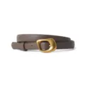Women's minimalist genuine leather belt with irregular matte gold buckle for jeans casual wear - 105cm / Dark Gray