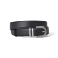 Women black genuine leather belt with metal buckle, classic casual fashion style main. - 100cm / Black