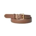 Classic brown leather belt for women with gold tone pin buckle minimalist casual design - 105cm / Caramel color