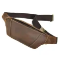 Vintage Genuine Leather Waist Bag Multi-function Crazy Horse Chest Bag for Men Outdoor Sport - 1034-Brown