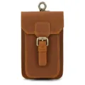 Genuine leather waist bag for men, vintage belt holster pouch with metal buckle hook. - 2087 - Brown