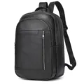 Black leather backpack for men, large capacity business casual daypack for 16-inch laptop. - Black (8016)