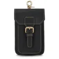 Men black leather waist bag retro crazy horse phone pouch belt loop utility pocket pouch - 2087 - Black