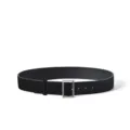 Elegant black women suede belt with silver metal buckle, stylish leather waist accessory. - Black