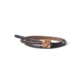 Women's slim brown genuine leather belt featuring a chic metallic rose flower buckle for dresses. - Coffee / 105cm