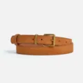 Brown suede leather belt for women, elegant casual belt variant with metal buckle. - Camel