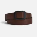 Brown nylon tactical belt for men, hole-free design with sleek black buckle, casual style. - Coffee / 120cm
