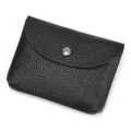 Leather snap coin purse close-up view displaying genuine cowhide leather texture. - 1103 - Black Lychee Grain
