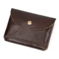 Genuine leather snap coin purse retro brown cowhide card holder mini wallet pouch pocket size - 1103 - Coffee