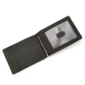 Vintage genuine crazy horse leather money clip wallet with multiple card slots and ID window. - Style 1003 / Dark Brown