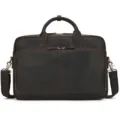 Detailed shot of dark brown vintage leather briefcase, multi-pocket business laptop bag. - S / Dark Brown