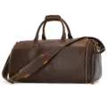 Genuine leather vintage travel duffel bag detail, large capacity multifunctional gym luggage bag. - New Brown Checkerboard