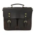 Vintage genuine leather men briefcase crazy horse laptop bag business messenger handbag - Dark Brown