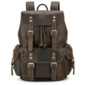 Vintage crazy horse leather backpack for men, multi-pocket travel rucksack, casual outdoor bag. - 9499-Dark Brown
