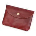 Genuine Leather Coin Purse Minimalist Snap Wallet Vintage Card Holder for Men and Women - 1103 - Red