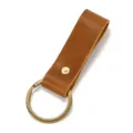 Premium crazy horse leather keychain with durable bronze metal ring vintage style accessory. - 0066 Style / Tan