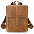 Vintage crazy horse leather men backpack retro travel 14 inch laptop school bag brown - Style 3260 / Brown