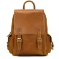 Vintage genuine leather backpack for men, retro crazy horse leather travel rucksack, fits 14 inch. - Model 260 / Brown