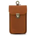 Genuine crazy horse leather phone waist bag with metal hook and belt loop for men. - 2088 - Brown