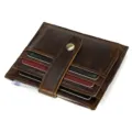 Vintage genuine leather card holder wallet for men and women, ultra-thin slim design with snap. - 1102 - Oiled Leather Coffee