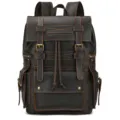 Vintage leather backpack for men, large capacity casual travel rucksack, durable business bookbag. - Dark Brown