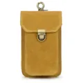 Genuine crazy horse leather phone waist bag, vintage belt pouch with metal hook and secure clasp. - 2088 - Light Brown