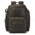Vintage leather backpack for men, large capacity business travel rucksack with multiple pockets. - 9517 / 9517-Dark Brown