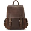 Vintage crazy horse leather backpack for men casual travel business computer school bag - Coffee