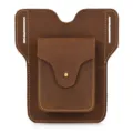 Genuine leather phone holster for men, vintage brown belt loop pouch, ideal for outdoor sports. - Red Brown