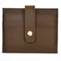 Vintage genuine leather card holder slim minimalist wallet with snap closure multi slots brown - 1102 - Crazy Horse Leather Brown