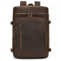 Vintage genuine leather backpack for men, large capacity 15.6 inch laptop travel commuting - 8023-Brown Leather with Mesh Back