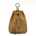Vintage retro leather coin purse mini drawstring pouch vintage brown wallet for women. - Brown