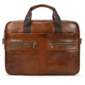 Men's genuine leather business briefcase vintage laptop bag shoulder messenger bag brown - 3316 / Brown
