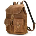 Vintage crazy horse leather backpack for men and women retro casual daily travel daypack - 41cm / Tan