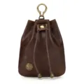 Vintage leather coin purse mini retro drawstring pouch for women dark brown small bag - 0004-Oil Leather Coffee